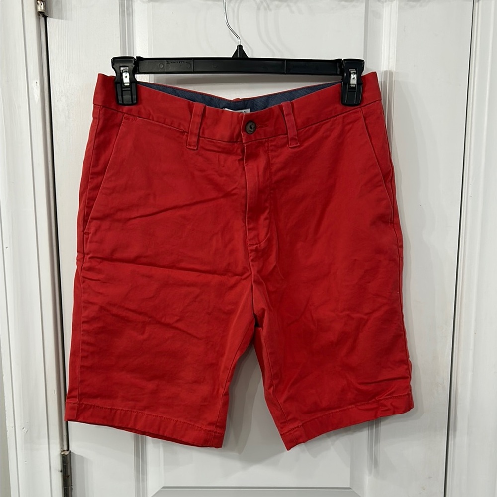 Nautica Red Flat Front Shorts Cotton Blend
